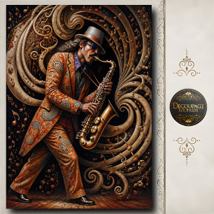 Retro Psyschedelische Jazz Saxofonist Kunst Tissuepapier