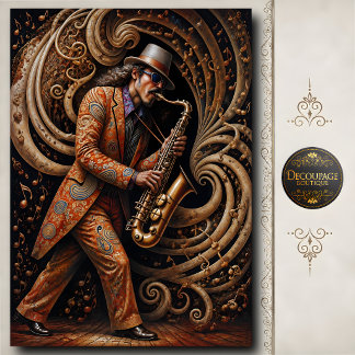 Retro Psyschedelische Jazz Saxofonist Kunst Tissuepapier