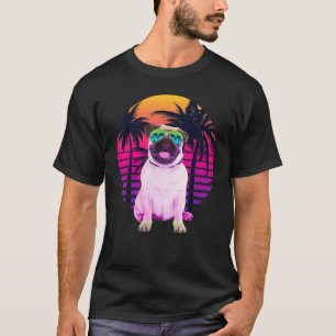Retro Pug Dog Tropical Beach Zomervakantie T-shirt