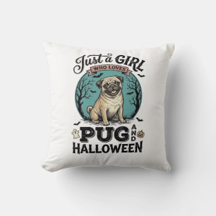 Retro Pug Halloween Meisje Hond Liefhebber Shirt O Kussen
