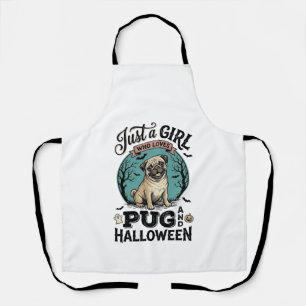 Retro Pug Halloween Meisje Hond Liefhebber Shirt O Schort
