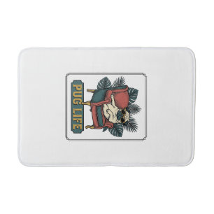 Retro Pug Leven Coolle Honden Zonnebril Design_1 Badmat