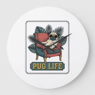 Retro Pug Leven Coolle Honden Zonnebril Design_1 Grote Klok
