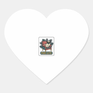 Retro Pug Leven Coolle Honden Zonnebril Design_1 Hart Sticker