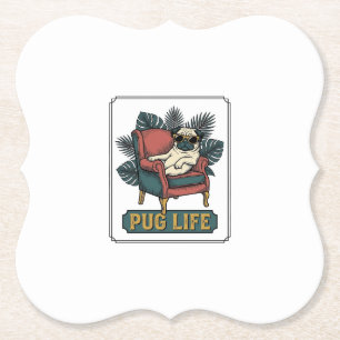 Retro Pug Leven Coolle Honden Zonnebril Design_1 Kartonnen Onderzetters