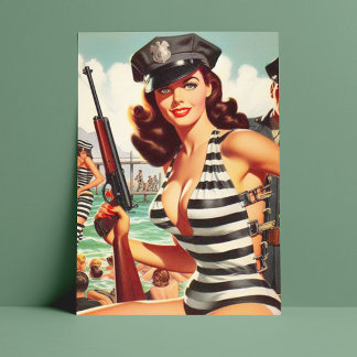 Retro Pulp Pin-up Briefkaart