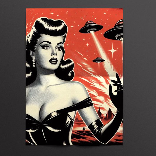 Retro Pulp Ufo Vrouw Tissuepapier