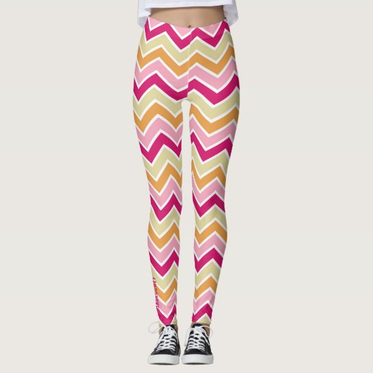 Retro Pulse : Leggings à chevron zig-zag multicolo (Devant)