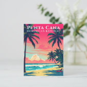 Retro Punta Cana Dominicaanse Republiek Beach Trav Briefkaart (Staand voorkant)