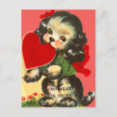 retro puppy met hart Valentijn Kaart (Voorkant)