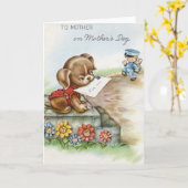 Retro Puppy Moederdag Card Kaart (Gele Bloem)