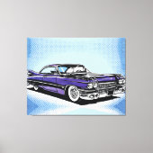 Retro Purple Classic Car Side Pop Art Canvas Afdruk (Voorkant)