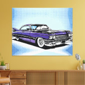 Retro Purple Classic Car Side Pop Art Canvas Afdruk (Insitu (Woonkamer))