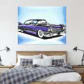 Retro Purple Classic Car Side Pop Art Canvas Afdruk (Insitu (Slaapkamer))