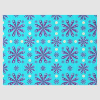 Retro Purple Flowers on Blue Background Tissuepapier