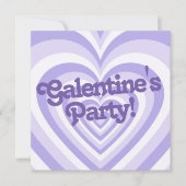 Retro Purple Heart Galentine's Party Invitation (Devant)