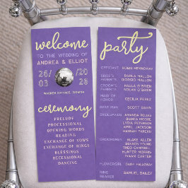 Retro Purple Spring Disco Wedding Ceremony Program Programma