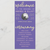 Retro Purple Spring Disco Wedding Ceremony Program Programma (Voorkant)