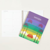 Retro Purple Sunset Palm Trees Art Personalised (Devant avec enveloppe)
