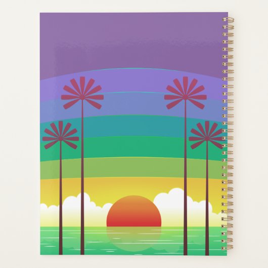 Retro Purple Sunset Palm Trees Art Personalised (Dos)