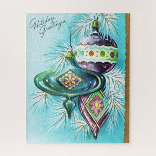Rétro puzzle de fête vintage de carte de Noël