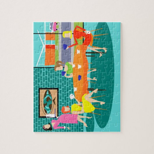 Rétro puzzle de jeu de carte des femmes (Vertical)