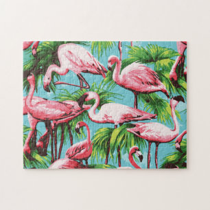 Rétro puzzle rose frais de Flamants roses