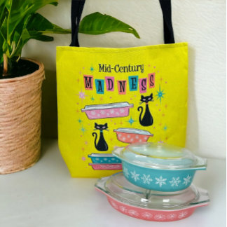 Retro Pyrex Zwart Kitty Cats MCM Canvas tas