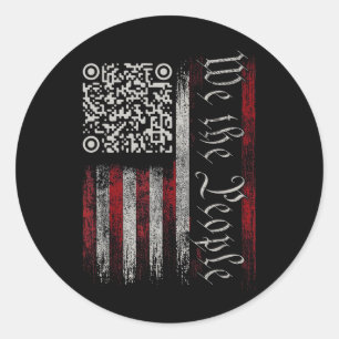 Retro QR Amerikaanse vlag Funny Trump Dance C Ronde Sticker