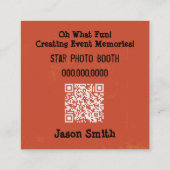 Retro QR Code Camera Fotocabine Fotografie Vierkante Visitekaartje (Achterkant)
