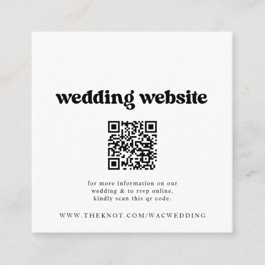 Retro QR Code Foto Bruiloft Website Informatiekaartje (Voorkant)