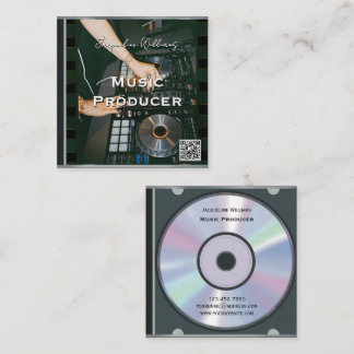 Retro QR-code muziek-cd-hoesje Vierkante Visitekaartje