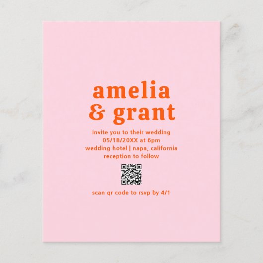 Retro QR Code Roze Budget Weddenschap Flyer (Voorkant)