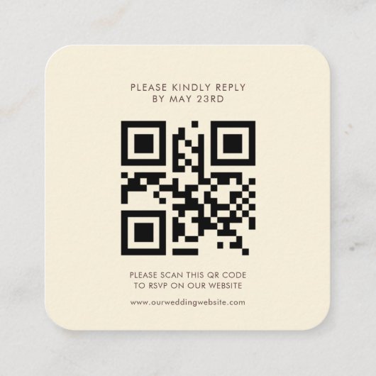  retro QR code RSVP respons Informatiekaartje (Achterkant)