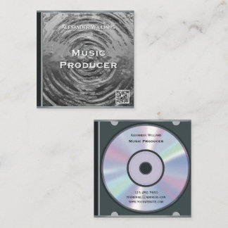 Retro QR-code Zilveren muziek-cd-hoes Vierkante Visitekaartje