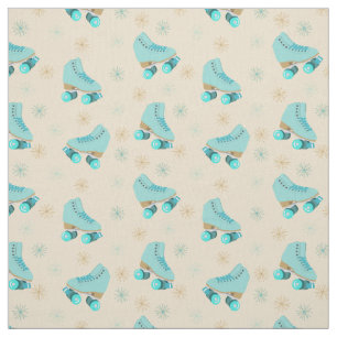 Retro Quad Roller-Schaatsen Blauwgroen en Tan Patt Stof