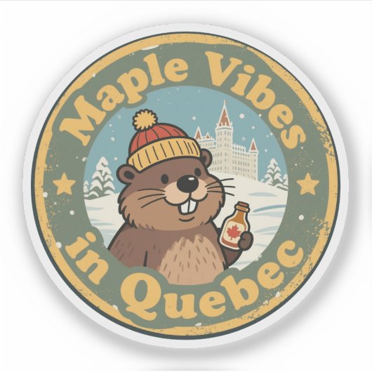 Retro Quebec Maple Syrup Sticker (Voorkant)