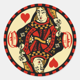 Retro Queen of Hearts Ronde Sticker