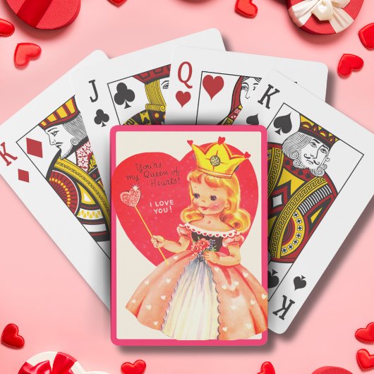 Retro Queen of Hearts Valentijnsdag Pokerkaarten