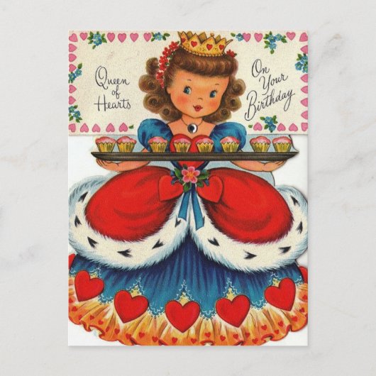  Retro Queen of Hearts Verjaardag Briefkaart (Voorkant)