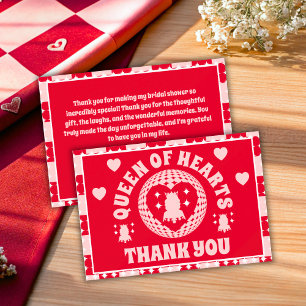 Retro Queen of Hearts Vrijgezellenfeest Bedankkaart