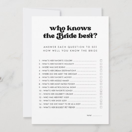 Retro qui connaît la mariée meilleure carte de jeu (Devant)