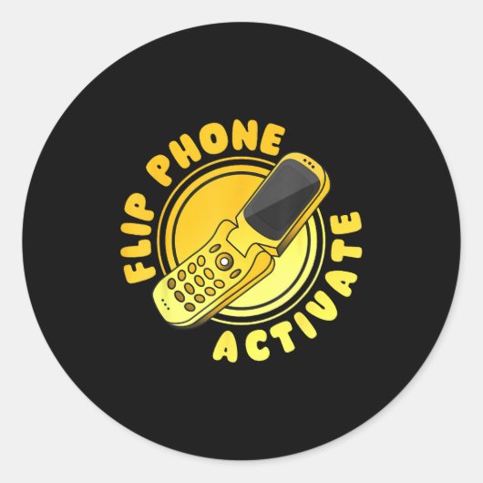Retro Quote Flip Phone Activate Funny  Ronde Sticker (Voorkant)