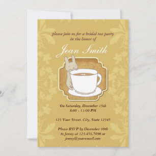 Retro Rabbit Tea Party Floral Invitation