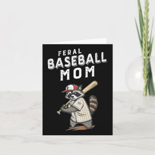 Retro Raccoon Feral Baseball Mom Trash Panda Sport Kaart