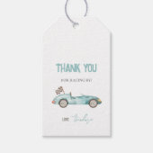 Retro Race Auto Blauw Cadeau Label Cadeaulabel (Voorkant)