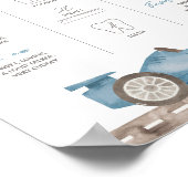 Retro Race Auto Milestone Tafelbord Poster (Hoek)