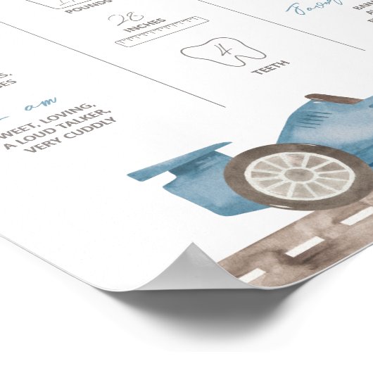 Retro Race Auto Milestone Tafelbord Poster (Hoek)