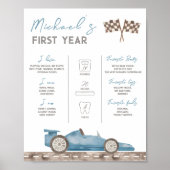 Retro Race Auto Milestone Tafelbord Poster (Voorkant)