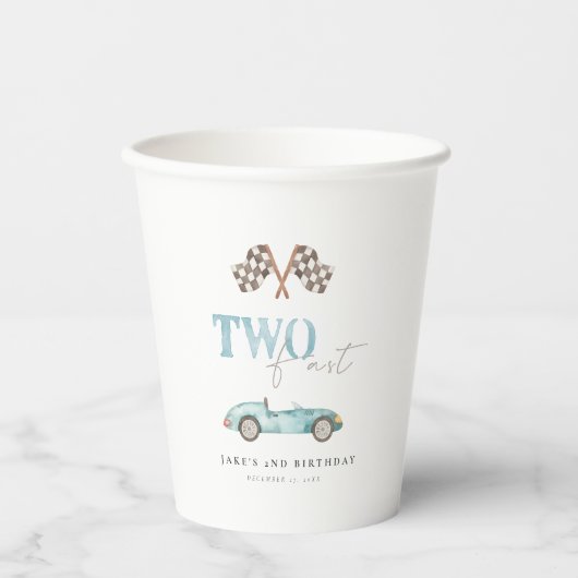 Retro Race Auto Verjaardag Papier Cups Papieren Bekers (Voorkant)